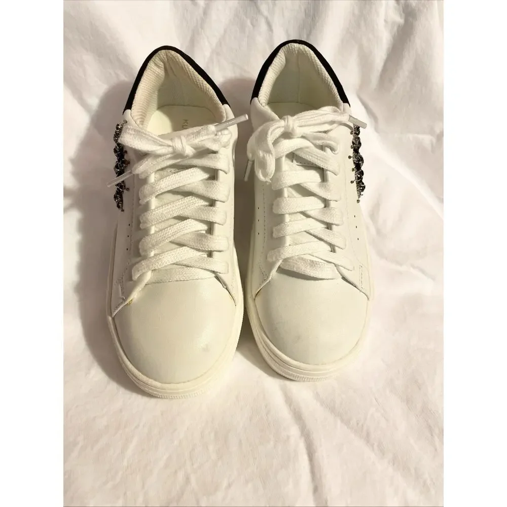 Kurt Geiger London Mini Laney Eye Sneakers Girls Size 3 White Lace Up Shoes